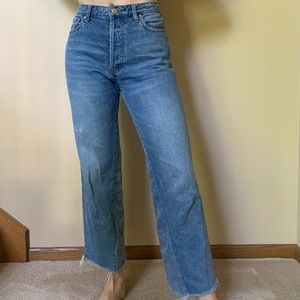 Free People Wide Leg Cropped High Waist Jeans
